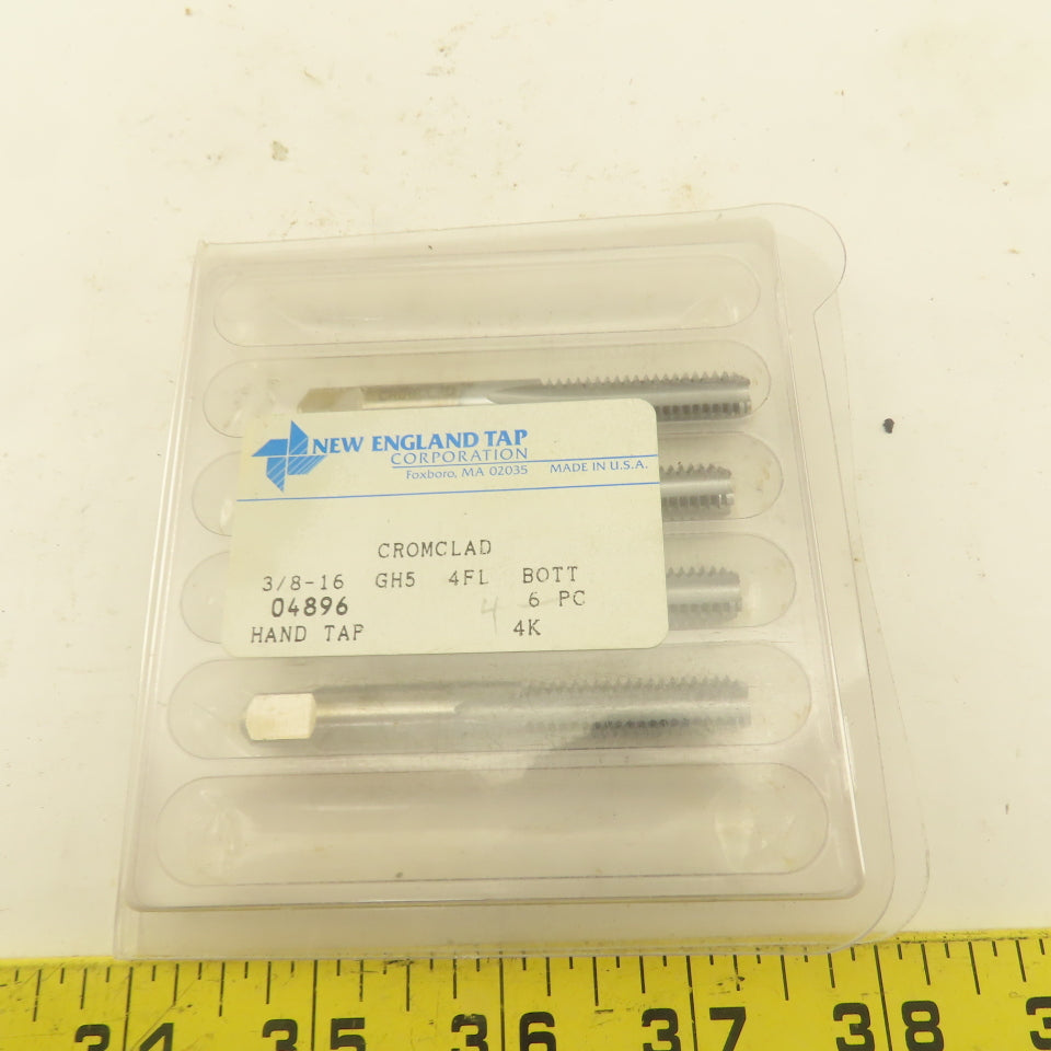 New England Tap 3/8"-16 GH5 Hand Tap Bottoming 4 Straight Flute Lot Of 4