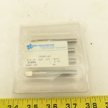 New England Tap 3/8"-16 GH5 Hand Tap Bottoming 4 Straight Flute Lot Of 4