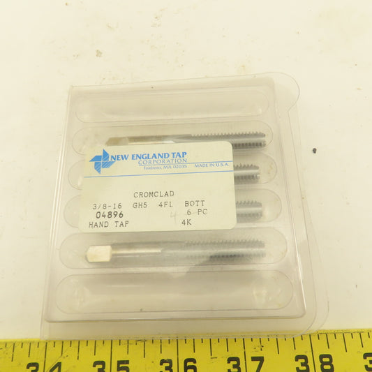 New England Tap 3/8"-16 GH5 Hand Tap Bottoming 4 Straight Flute Lot Of 4