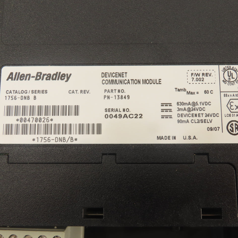 Allen Bradley 1756-DNB F/W Rev. 7.002 DeviceNet Communication Module