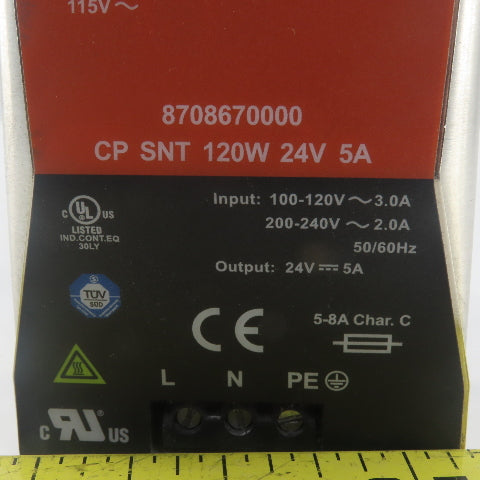 Weidmuller 8708670000 24VDC Power Supply 100-120-200-240V Primary 50/60Hz