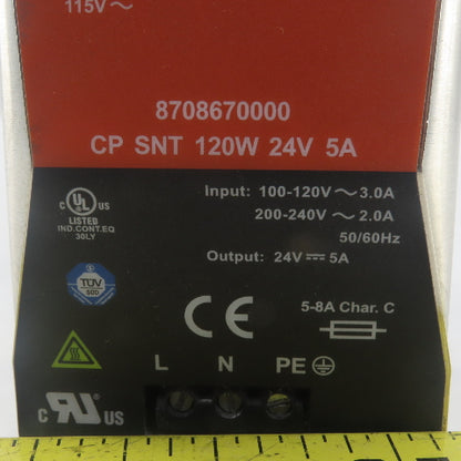 Weidmuller 8708670000 24VDC Power Supply 100-120-200-240V Primary 50/60Hz
