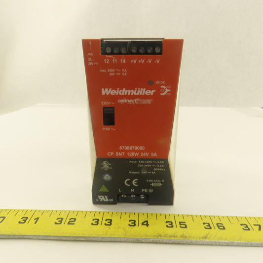 Weidmuller 8708670000 24VDC Power Supply 100-120-200-240V Primary 50/60Hz