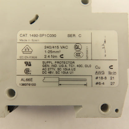 Allen Bradley 1492-SP SER C Circuit Breaker Single Pole  1A 3A & 4A 5 PCS