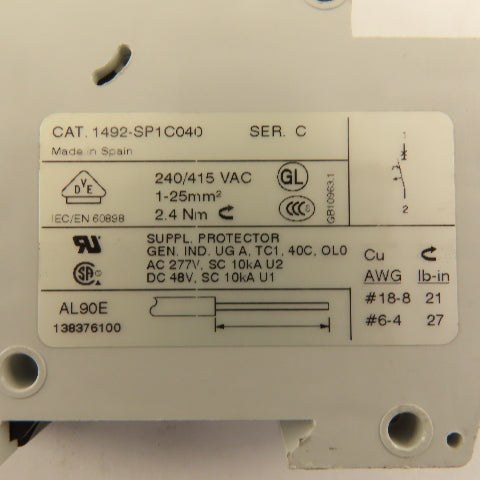 Allen Bradley 1492-SP SER C Circuit Breaker Single Pole  1A 3A & 4A 5 PCS