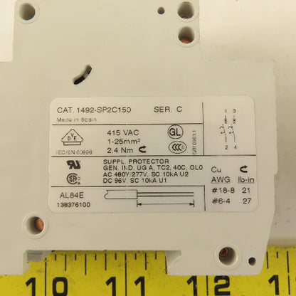 Allen Bradley 1492-SP2C150 SER C Two Pole Circuit Breaker 15A
