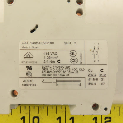 Allen Bradley 1492-SP2C100 SER C Two Pole Circuit Breaker 10A Lot Of 2
