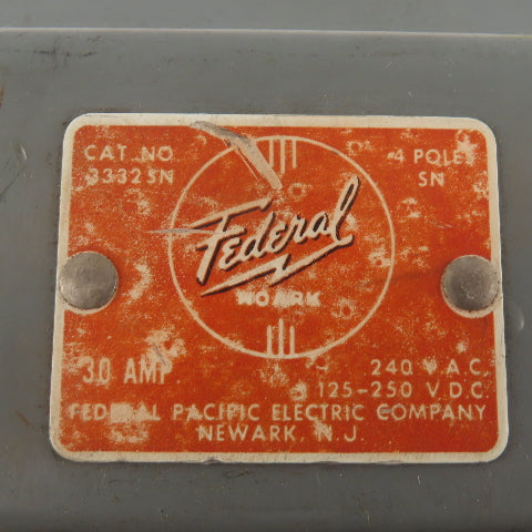 Federal 3332 SN 30A 240V Fused Safety Disconnect Switch 3 PH 3 HP