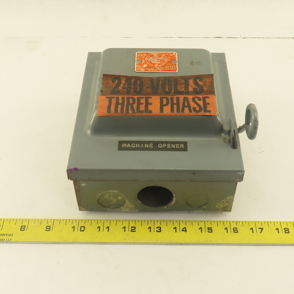 Federal 3332 SN 30A 240V Fused Safety Disconnect Switch 3 PH 3 HP