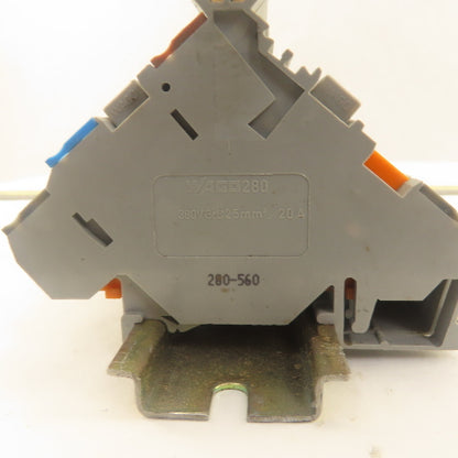 Wago 280-560 Sensor Terminal Block Stack 25 PCS 20A Din Rail Mount