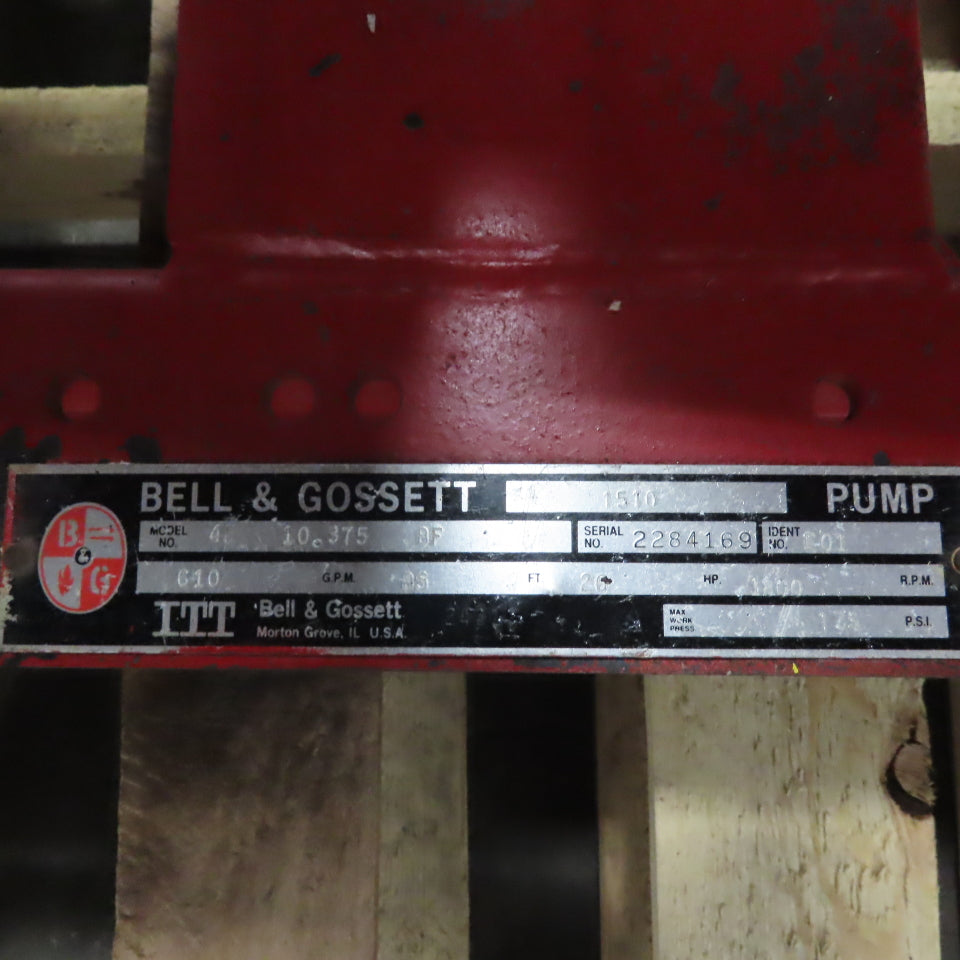 Bell & Gossett 4E 10.375 BF 20Hp Motor & Pump 610GPM 85' Head 208-230/460V 3Ph