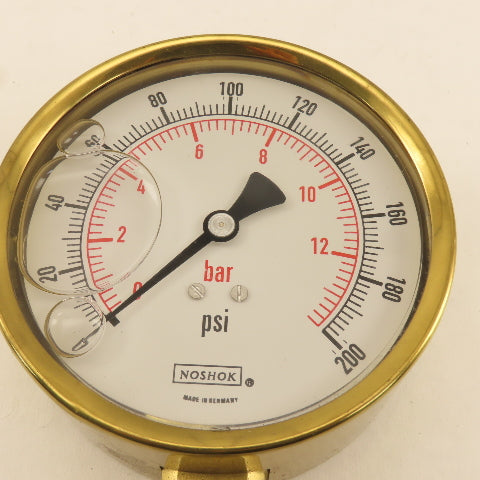 Noshok 0-500PSI 0-14 Bar Glycerin Filled Pressure Gage Bottom Port 1/4" NPT