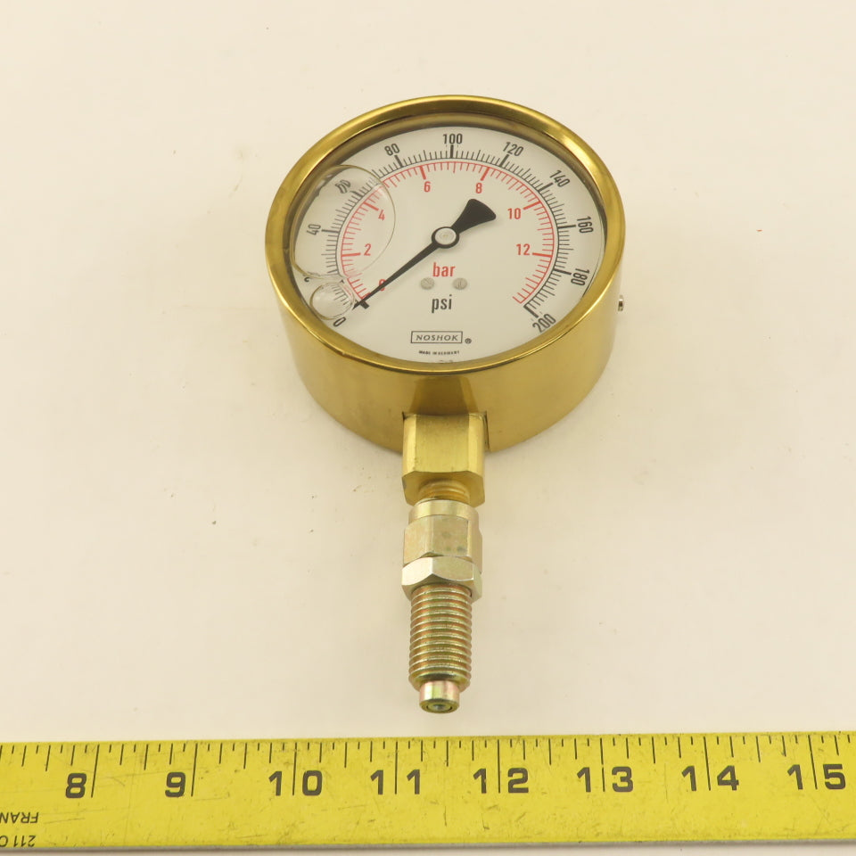 Noshok 0-500PSI 0-14 Bar Glycerin Filled Pressure Gage Bottom Port 1/4" NPT