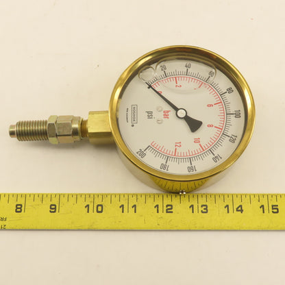 Noshok 0-500PSI 0-14 Bar Glycerin Filled Pressure Gage Bottom Port 1/4" NPT