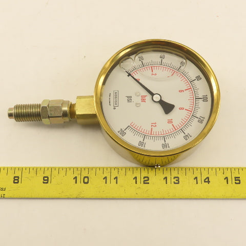 Noshok 0-500PSI 0-14 Bar Glycerin Filled Pressure Gage Bottom Port 1/4" NPT