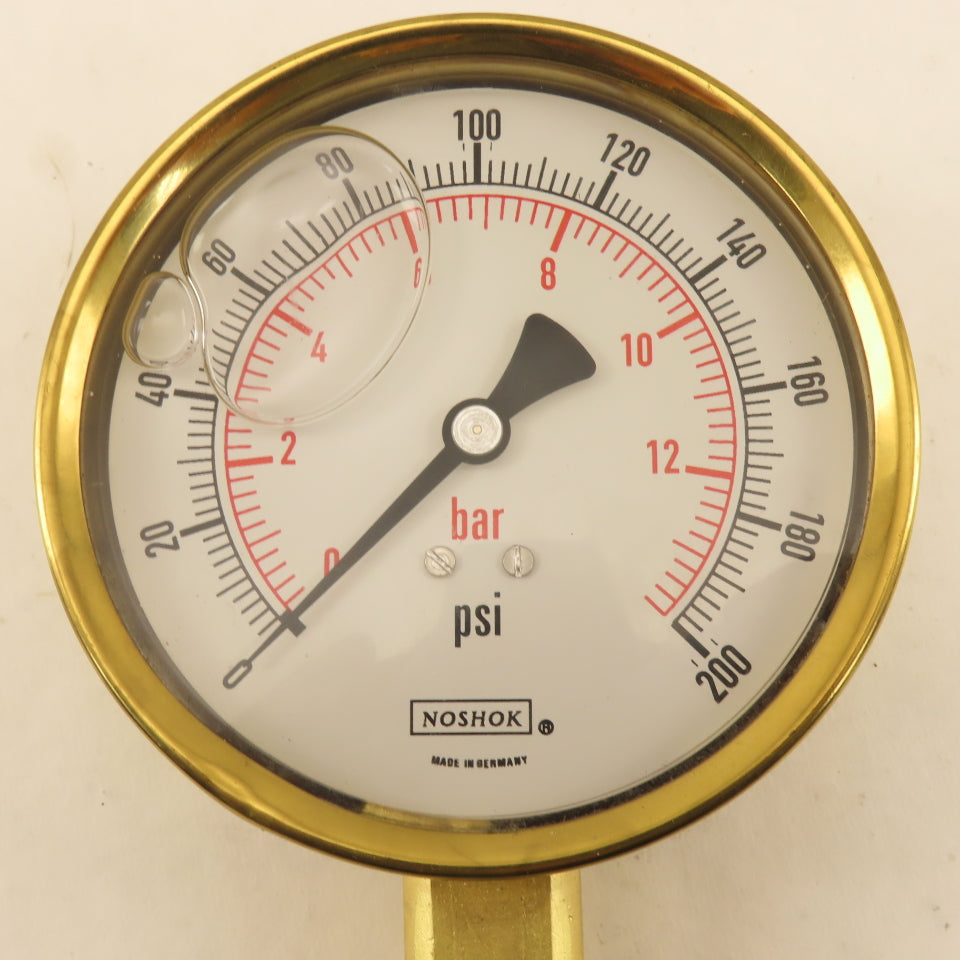 Noshok 0-500PSI 0-14 Bar Glycerin Filled Pressure Gage Bottom Port 1/4" NPT