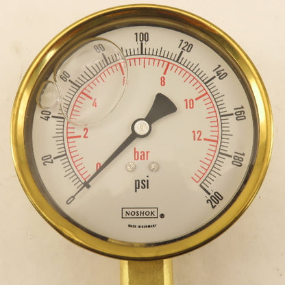 Noshok 0-500PSI 0-14 Bar Glycerin Filled Pressure Gage Bottom Port 1/4" NPT