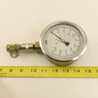 Wika 0-10,000 PSI Glycerin Filled Bottom Port Pressure Gage 1/4"NPT 4" Stainless