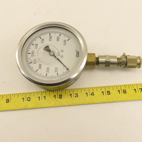 Wika 0-10,000 PSI Glycerin Filled Bottom Port Pressure Gage 1/4"NPT 4" Stainless