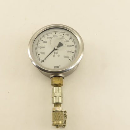 Wika 0-10,000 PSI Glycerin Filled Bottom Port Pressure Gage 1/4"NPT 4" Stainless