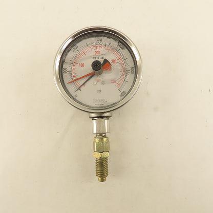 Noshok 0-6000PSI Glycerin Filled Pressure Gauge 4" Bottom Port 1/4" MIP Red Hand