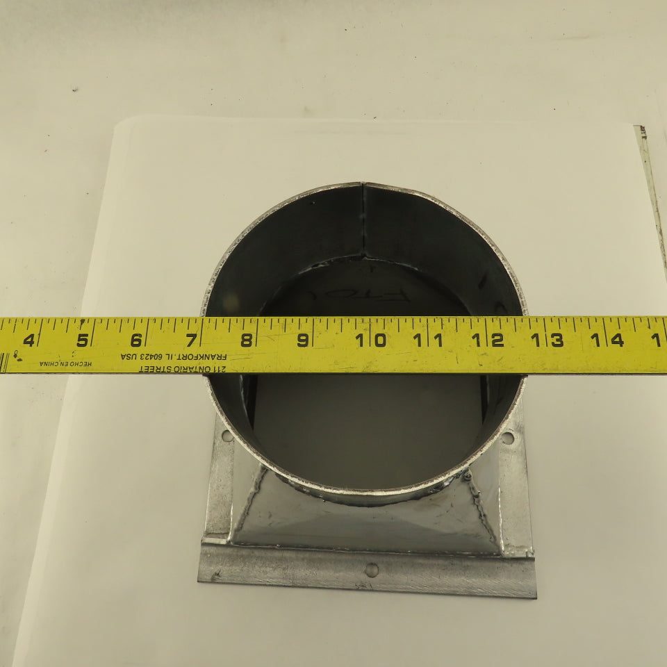 Galvanized 10 Gauge  Flanged Reducer Rectangular To Round 8-3/4"x7-3/4" x6"OD