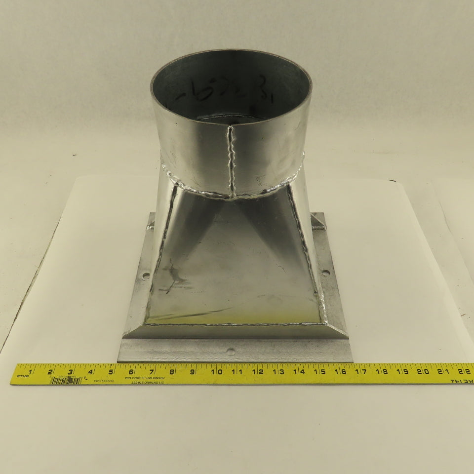 Galvanized 10 Gauge  Flanged Reducer Rectangular To Round 8-3/4"x7-3/4" x6"OD