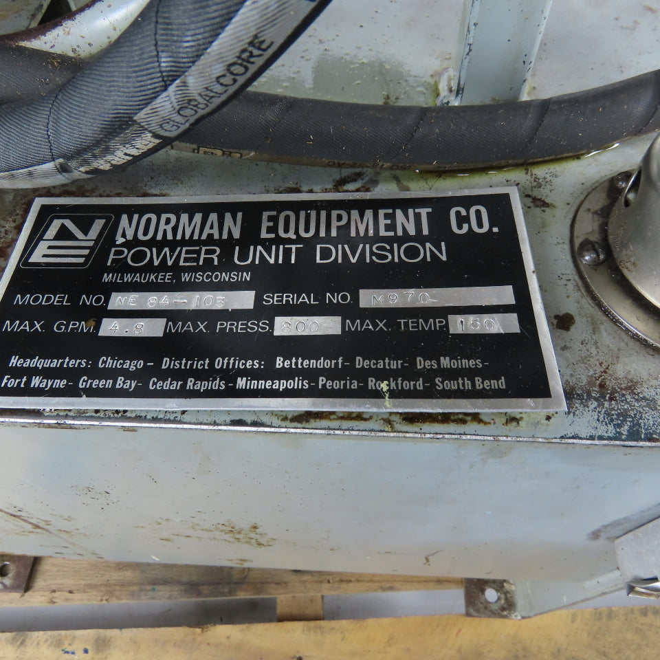 Norman Equipment Co. 15 Gallon 3Hp Hydraulic Power Unit 208-230/460V 3Ph