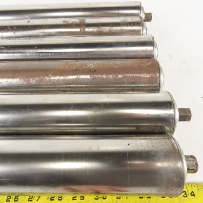2-1/2" OD Gravity Conveyor Roller 16-1/2" Face Width 11/16" Hex Axle Lot Of 6