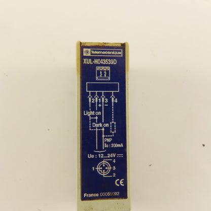 Schneider XULH043539D Photoelectric Sensor 12-24 VDC 200mA 4 Pin Male Connector