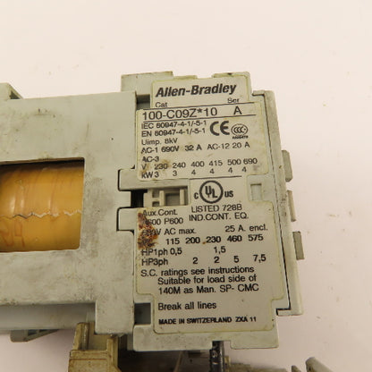 Allen Bradley 100-C09Z10A Motor Starter Contactor 1.6-5A Trip 24VDC Coil