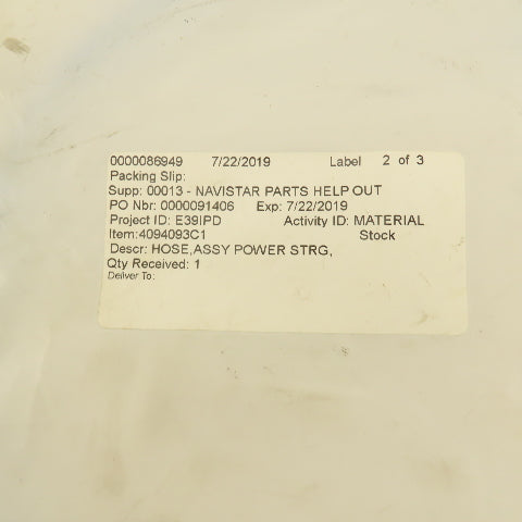 Navistar 4094093C1 Power Steering Hose Assembly