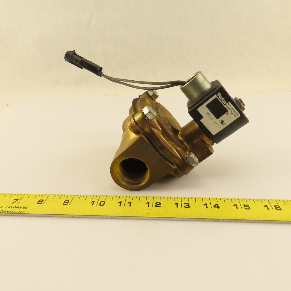 Parker 16F24O2164A3F 1 NPT Port Brass Two-Way Piloted Diaphragm Solenoid Valve"