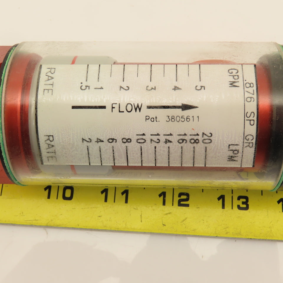 Hedland Flow Meter 3/4" NPT 0.876 SP GR 0.5-5 GPM Max Pressure 1000 PSI 400°