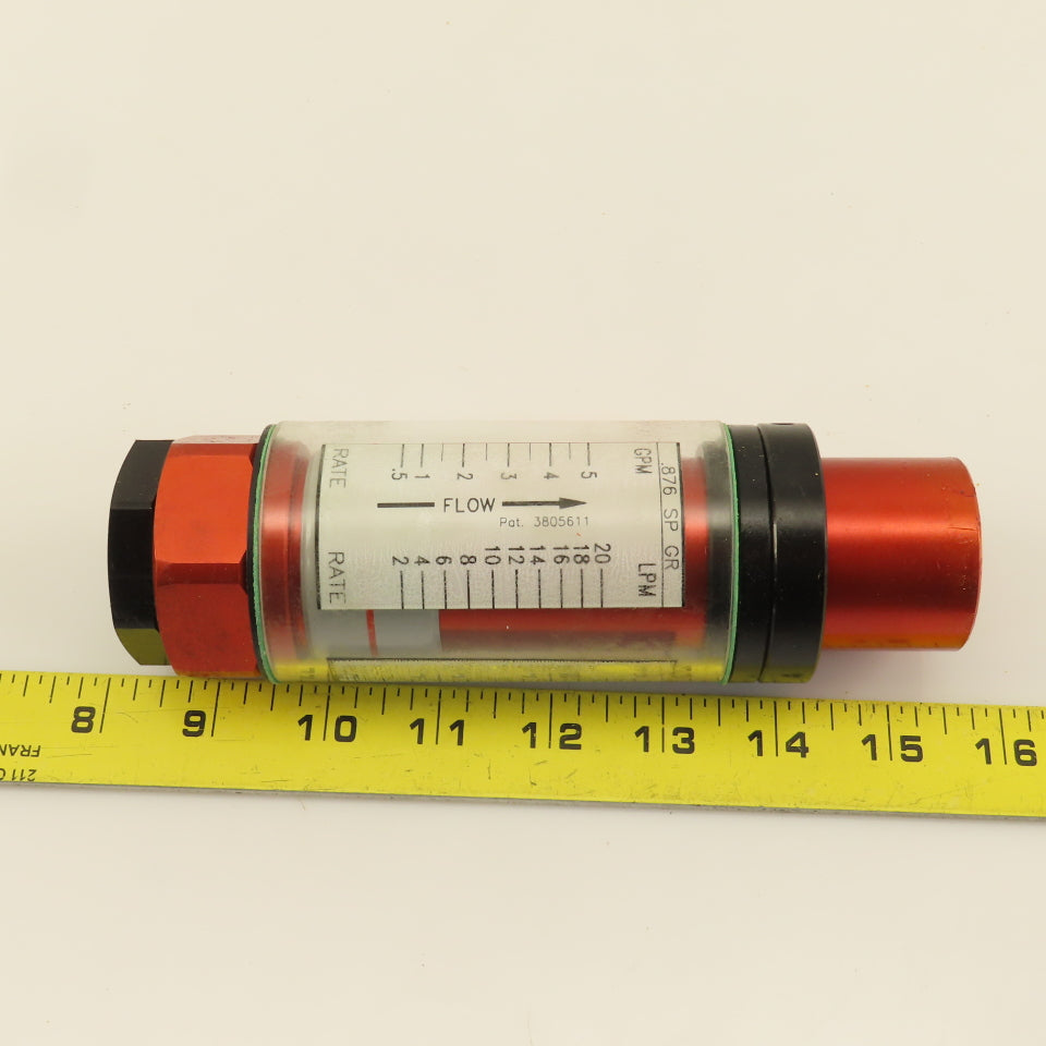 Hedland Flow Meter 3/4" NPT 0.876 SP GR 0.5-5 GPM Max Pressure 1000 PSI 400°