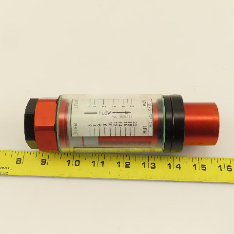 Hedland Flow Meter 3/4" NPT 0.876 SP GR 0.5-5 GPM Max Pressure 1000 PSI 400°