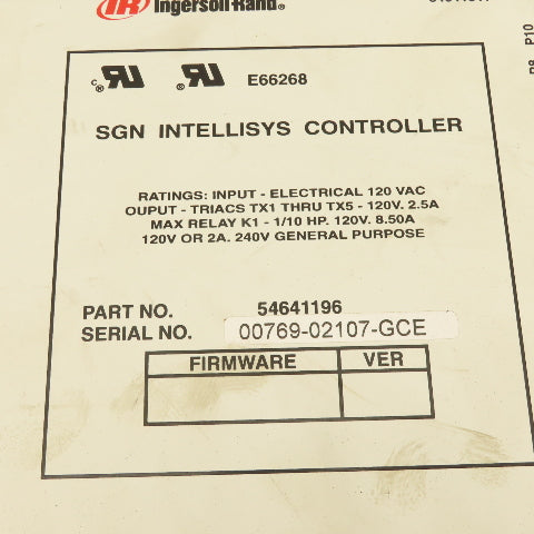 Ingersoll Rand 54641196 Intellisys 120V Air Compressor HMI Control Panel