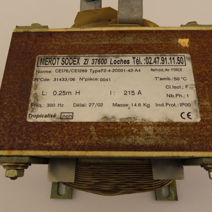 Merot Sodex 72-4-20001-42-A2 31433/06 0.25mH 215A 300Hz 1Ph Coil