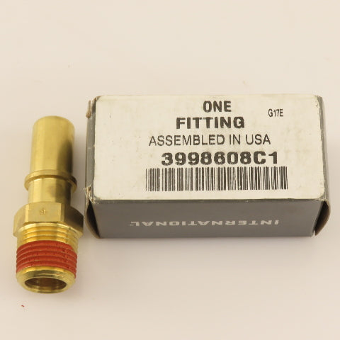 International 3998608C1 Brass Adaptor Fitting 1/2"-14 NPTF Straight SAEJ2044 OEM