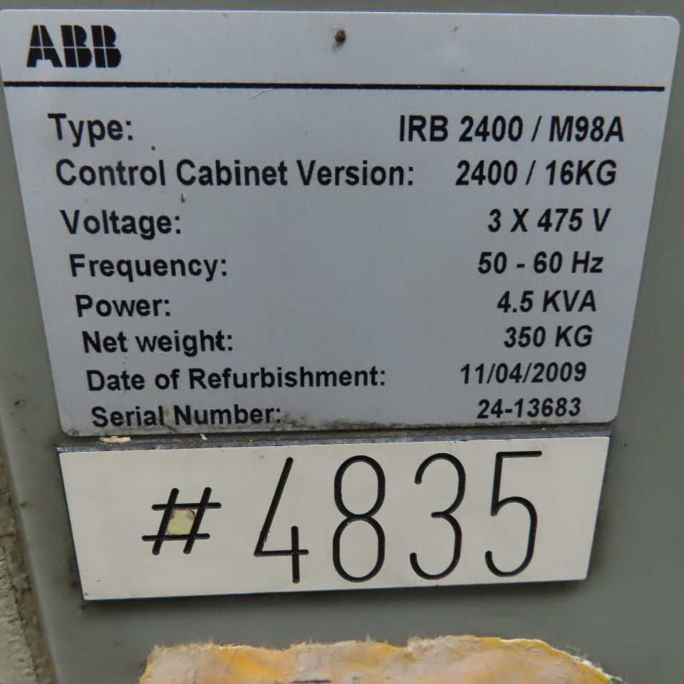 ABB IRB2400 Robot Package W/S4C+ Controller & Teach Pendant 480V 3Ph 16KG