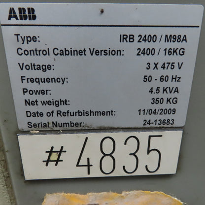 ABB IRB2400 Robot Package W/S4C+ Controller & Teach Pendant 480V 3Ph 16KG