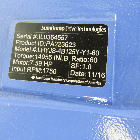 Sumito LHYJS-4B125Y-Y1-60 29 RPM Taper Grip Shaft  Mount Speed Reducer 60:1