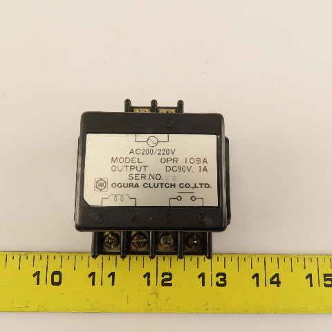 Ogura Clutch Co. OPR109A 90V DC 1A 200/220VAC Motor Brake Rectifier