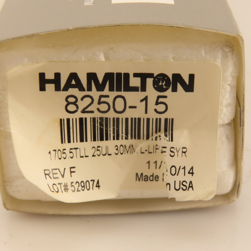 Hamilton 8250-15 1702.5TLL 25uL 30mm L-Life Laboratory Gastite Autosampler