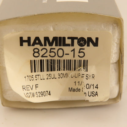 Hamilton 8250-15 1702.5TLL 25uL 30mm L-Life Laboratory Gastite Autosampler