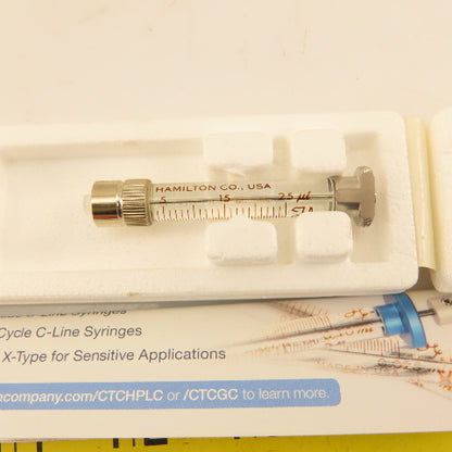 Hamilton 8250-15 1702.5TLL 25uL 30mm L-Life Laboratory Gastite Autosampler