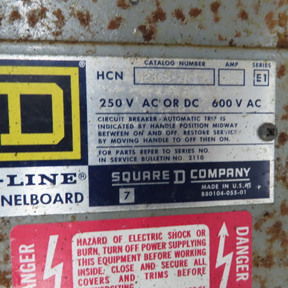 Square D HMC 2765-23 I-Line 240V AC or DC 600V AC Panelboard Type 1