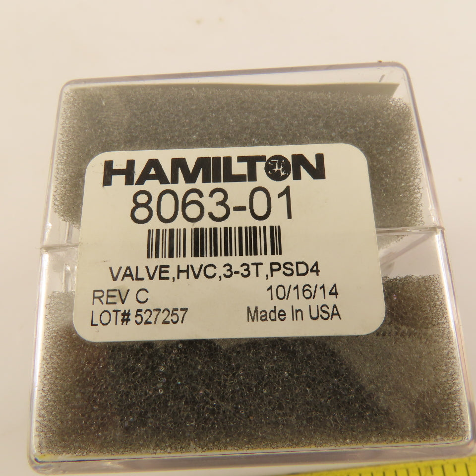 Hamilton 8063-01 Valve HVC .3-3T PSD4 Sampling Syringe T Flow 3 Port