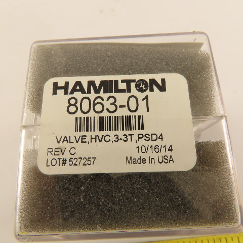 Hamilton 8063-01 Valve HVC .3-3T PSD4 Sampling Syringe T Flow 3 Port