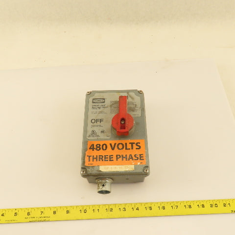 Hubbell HBLDS3 30A 600VAC Circuit-Lock Disconnect Switch 3 Pole Nema 4x Enc
